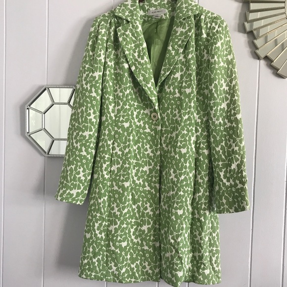 green floral coat